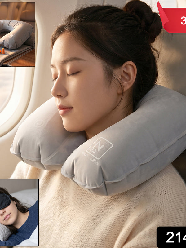 3 In 1 Travel Comfort Kit With Neck Pillow Eye Mask And Earplugs (1 Set)