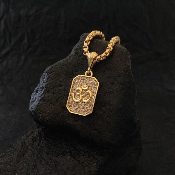 Gold Plated Om Diamond Pendant and Chain: A Symbol of Spiritual Elegance