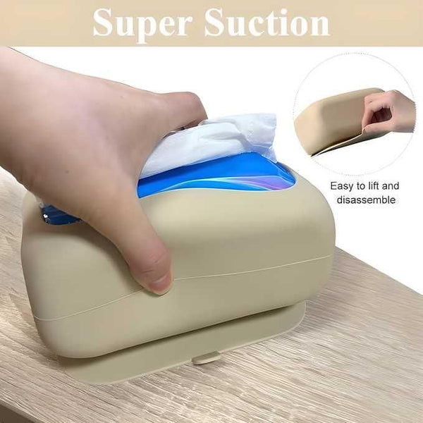 Wall-Mounted Silicone Tissue Box with Suction, Easy Install, Space-Saving Design, Wall-Mounted with Strong Suction Power