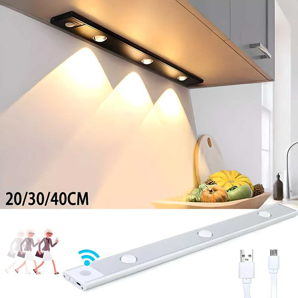 3 LED Dimmable Rechargeable Motion Sensor Cabinet Light: Smart Lighting for Modern Spaces - 40CM
