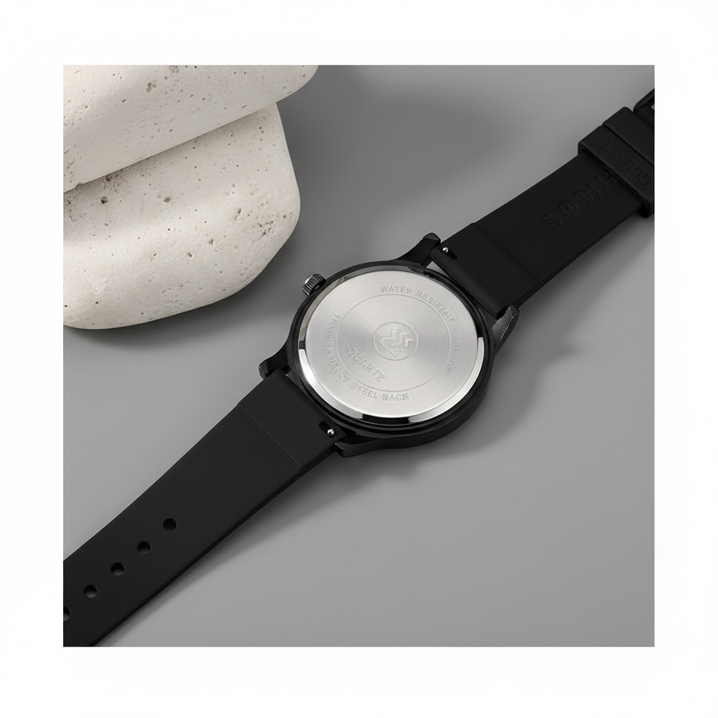 Luxury Men's Black PU Leather Watch - Elegant Oval Case Design