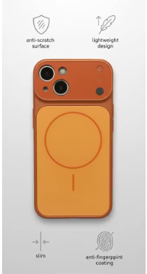 iPhone 15 Orange Magnetic Transparent Back Cover | Shockproof Slim Protective Case
