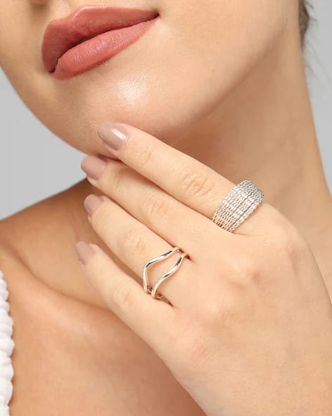 Women’s Combo of 2 Wave Design Rings + FREE Gold Heart Ring