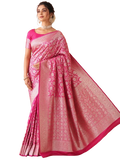 Banarasi Silk Saree With Blouse For Women (Yellow, 6.3M)