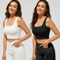 Cotton Blend Solid Top for Women (White & Black, S) (Pack of 2)
