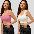 Cotton Blend Solid Top for Women (White & Pink, S) (Pack of 2)
